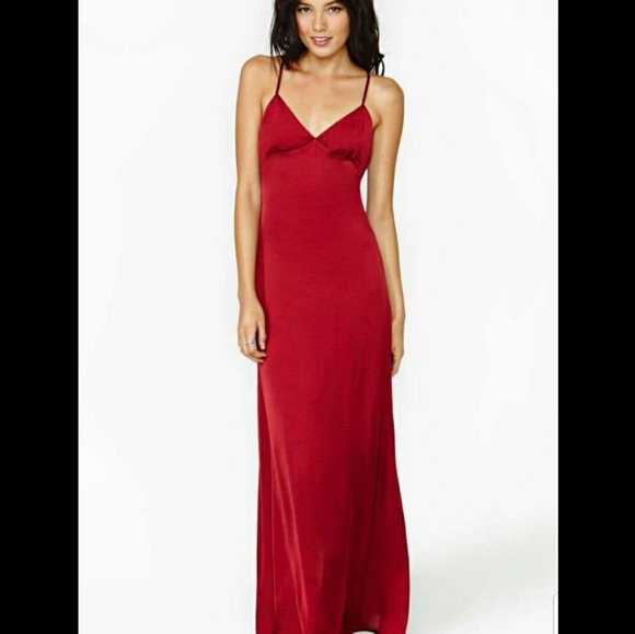 Nasty Gal Dresses & Skirts - Nasty Gal Night Moves Wine Satin Midi Dress